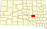 State map highlighting Jerauld County
