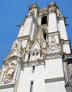 The south tower, with a sundial on the left