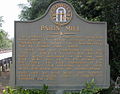Georgia State Historical Marker at Millhaven, site of Paris' Mill, where the first skirmish of the Battle of Brier Creek occurred. The site was named Milltown by Francis Paris, but was known to others as Paris' Mill.