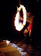 A Samoan fire dancer.