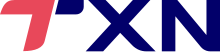 Logo des Senders TXN. Zu sehen sind ein blaues großgeschriebenes T, X und N. Wobei der rechtsoben Strich des X eine Rote Linie zum N zieht.