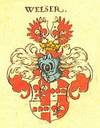 Gemehrtes Wappen der Welser von Rietheim, nach Siebmacher