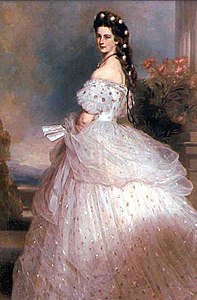 1865 pink tulle ballgown created for Empress Elisabeth of Austria, as painted by Franz Xaver Winterhalter.