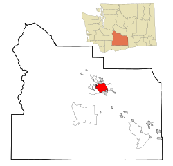 Location of Yakima in Yakima County