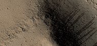 Color view of dark slope streaks, as seen by HiRISE