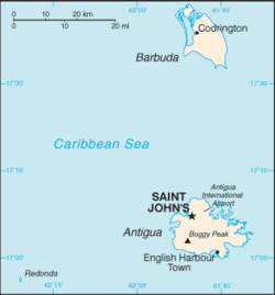 Location of St. John's in Antigua and Barbuda