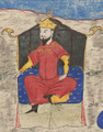 Alp Arslan on throne Majma al-Tawarikh by Hafiz-i Abru, circa 1425.