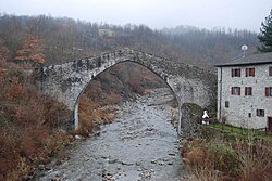 The old bridge in Ponte Lugagnano, Monchio delle Corti