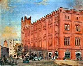 The Berlin Bauakademie, by Karl Friedrich Schinkel (1832–36), is considered one of the forerunners of modern architecture due to its hithertofore relatively streamlined façade of the building