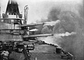 Minas Geraes firing what was at that time the heaviest ever warship broadside.