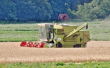 Harvesting winter barley with a combine harvester, Germany, 2017