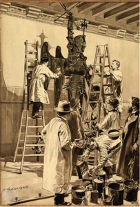 Restoration of Saint Michael's statue in the Town Hall in 1896