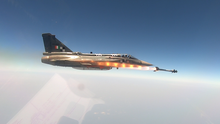 A Python-5 AAM being fired from Indian Air Force HAL Tejas fighter during certification tests