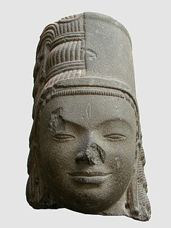 Harihara (Shiva et Vishnu), Kunst der Khmer, Sandstein, Provinz Takeo, Phnom Da-Stil. Kambodscha.