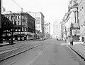 Looking northwest towards the Marine Building from Granville Street, circa 1945.
