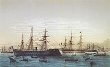 Painting depicting the ship in Brest harbor