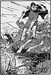 Illustration of Magnús Óláfsson's death in battle