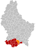 Lage von Roeser im Großherzogtum Luxemburg