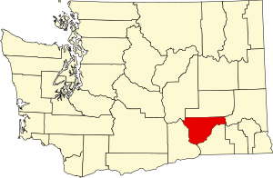 Map of Washington highlighting Franklin County