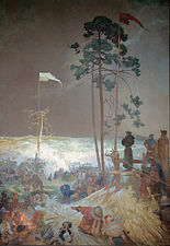 Mucha's The Slav Epic cycle No.9: The Meeting at Křížky (1916)