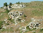 Rock caves on a hillside