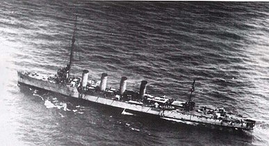 The battle-damaged SMS Novara (1913) after a victorious naval battle