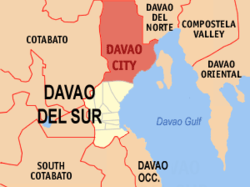 Map of Davao Region particularly Davao del Sur with Davao City highlighted