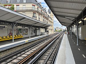 Colour photograph of a train station