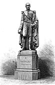 Statue of King Leopold I in 1880, etching by Joseph Smeeton and Auguste Tilly from L'Illustration nationale