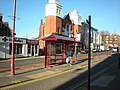 The bus shelter outside Surbiton railway station.
