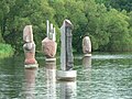 Stone sculptures in Vilnoja lake near Sudervė