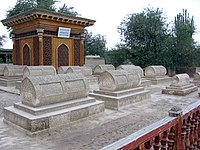 Royal tombs of the Yarkent Khanate at the Altyn Mosque in Yarkand, with tomb of Sultan Said Khan (1533) in the central pavillion