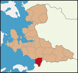 Map showing Selçuk District in İzmir Province