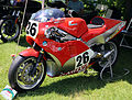 The 1984 Cagiva GP500 (Cagiva 4C3) motorcycle at the 2013 Greenwich Concours d'Elegance, which ridden by Marco Lucchinelli and Herve Moineau on display.