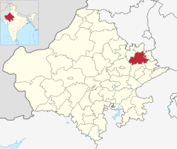 Location of Alwar district in Rajasthan