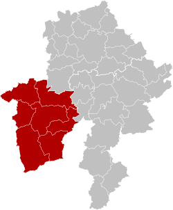 Location of the arrondissement in Namur
