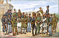 Selection of Greek army uniforms from c. 1870 to c. 1910