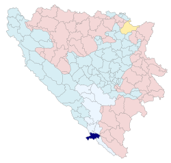 Location of Neum municipality within Bosnia and Herzegovina
