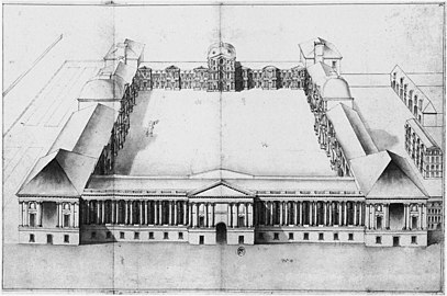 Drawing of 1668, attributed to Perrault, showing a design for the east façade of the Louvre[15]