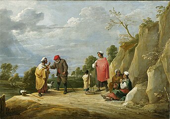 David Teniers - Four gypsies with a child, one telling a peasant his fortune (c.1630-1690)
