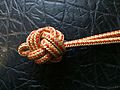 Celtic button knot formed on the bight, tightened