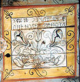 Ceiling of the Unitarian Church in Inlăceni, with a statement rendered in Old Hungarian script