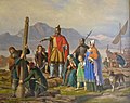 Image 12Ingólfur Arnarson commands his high seat pillars to be erected in this painting by Peter Raadsig. (from History of Iceland)