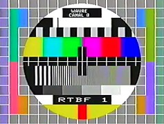 Off-air screen capture of a RTBF La Une PAL circle pattern (with border castellations cropped) transmitted from the Wavre transmitter in 1987.