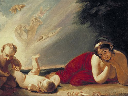 Lady Hamilton as Titania with Puck and Changeling (1793)