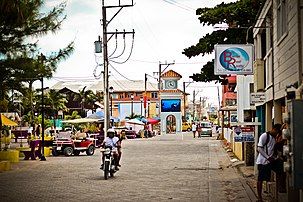 Main Street in San Pedro, Belize, looking south