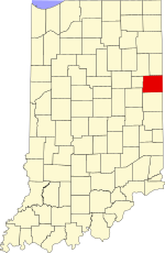 Map of Indiana highlighting Jay County