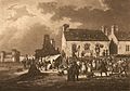 Market at Aberystwith, sepia print by Samuel Ireland, 1797