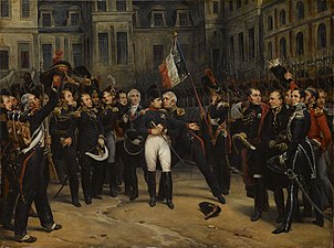 Napoleon saying farewell to his Old Guard in the Courtyard of Honor (20 April 1814)
