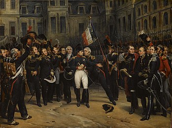 Napoleon Bonapartes Abschied von der Kaiserlichen Garde in Fontainebleau, Gemälde von Antoine Alphonse Montfort